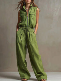 Womens AutumnSummer Casual Loose Sweatshirt And Straight Leg Pants Set