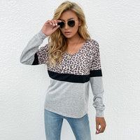 Leopard-print V-neck Casual Top For Women