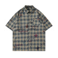 Gradient Short Sleeve Plaid Shirt Men