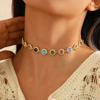 Colorful Rhinestone Choker  Personalized Gem Necklace  Custom Light Luxury Niche Design High-End Clavicle Chain