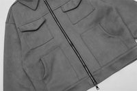 Solid Color Long Sleeve Lapel Pilot Jacket Versatile Trendy
