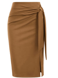 Elegant Monochrome High-waisted Knee-length Skirt For Women