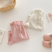 Girls' Bow Anti Mosquito Pants Solid Color Casual Pants