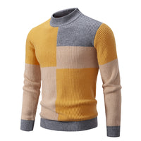 Men's Half-high Collar Contrast Color Pullover Knitwear Korean Youth Fashion Casual Top