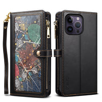 Women's Multi-card Zipper Painted Leather Case