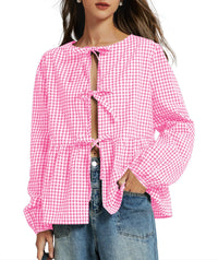 Autumn Loose Sweet Lace-up Shirt Sexy Strappy
