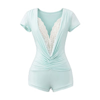 Pure Desire Style Lace Stitching Deep V Jumpsuit