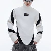 Niche Color Contrast Patchwork Half Turtleneck Bottoming Shirt