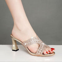 Rhinestone Women's Slippers High Heel