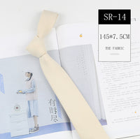 Korean Style Casual Suede Pure Color Artistic Shirt Macaron Color 7cm Hand Tie