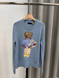 Autumn And Winter New Bear Embroidery Cotton Blended Sweater Women's All-match Fashion Tops