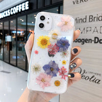 Ins Real Flower Dried Flower Glue Mobile Phone Case Soft Shell Protective Cover