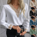 Womens Long-sleeve Shirt With Lace Trim