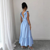 Summer V-Neck Solid Color Elegant Dress