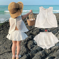Girls' Baby Sweet Hollow Cotton Suit