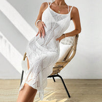 Summer European And American-style Beach Hollow-out Long Dress For Sun Protection