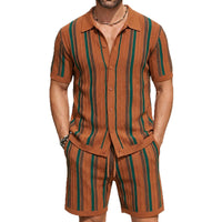 Men's Casual Short-Sleeve Knitted Two-Piece Set