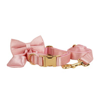 Pink Crystal Dog Collar And Leash With Wedding Ribbons