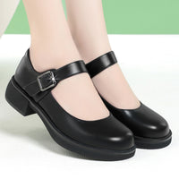 Round Head Fashion Soft Leather Comfortable Breathable Trendy