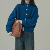 Autumn And Winter High-grade Loose Short Idle Style Solid Color Knitted Cardigan