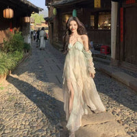 Printed Figure-flattering Resort-style Backless Slip Dress For Women