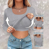 Women's U-shaped Underwear Solid Color Sexy Bottom Wear Long-sleeved Top