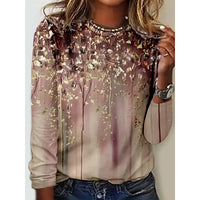 Women's Fashionable Casual Striped Printed Crewneck Long-Sleeve