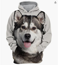 Men's Polyester Thermal Transfer 3D Dog Hooded Sweater