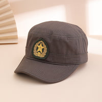 Solid-color Patch-printed National Emblem Flat-top Baseball Cap, Camouflage Casual Sun-protective Beanie Cap