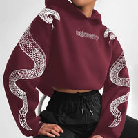 Printed Hooded Pullover Loose Retro Sweater