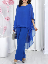 Loose-fitting Casual Solid-color Womens Chiffon Top