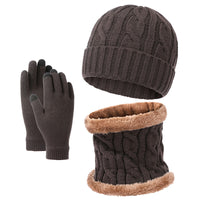 European And American Warm Knitted Hat Scarf Gloves