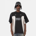 Mens American Retro Racing Club Patchwork Crewneck Short-Sleeve T-Shirt
