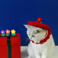 Pet Cat Dog Wool Felt Flower Hat