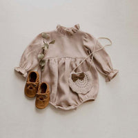 Baby Jumpsuit Autumn And Winter Cotton Linen Lotus Leaf Romper