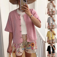 Women's Knitted Cardigan Half-open Collar Button Coat