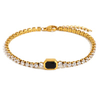 Fashionable All-Match Stainless Steel 18K Gold-Plated Zircon Bracelet