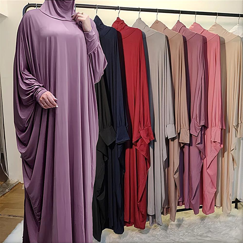 Middle East Women's Traditional Solid Color Long Sleeve Loose Robe Abaya