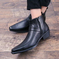 Men's Casual Personality Korean High Top Martin Leather Shoes