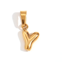 Minimalist Temperament Stainless Steel Plated 18K Gold Mini Bubble Letter Pendant