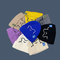 Embroidery Cute Cartoon Bear Knitted Hat Women