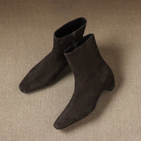 Womens Stylish Ankle Boots With Built-in Height Lift Side Zipper And Cozy Fleece Lining