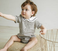 Preppy Classic Plaid Short Sleeves Trendy Navy