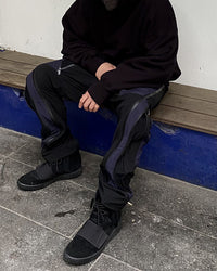High Street Panel Drawstring Contrast Multi-pocket Trousers
