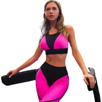 Women's Contrast Color Fit Stitching Sports Yoga Ninth Pants