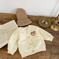 Baby Bear Pocket Romper Turn-down Collar Coat
