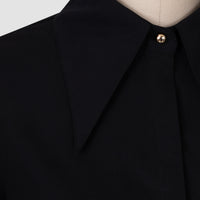 Black Oversized Collar Balloon Sleeve Shirt