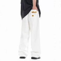 Retro Washed Ripped Embroidery Niche Design Loose Trousers