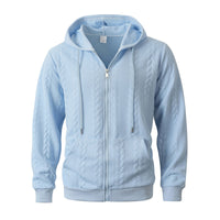 Men's Sporty Solid-Color Patterned Casual Hoodie Coat