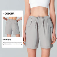 Sun Protection Yoga Shorts Women's Summer Double Pocket Outdoor Running Fitness